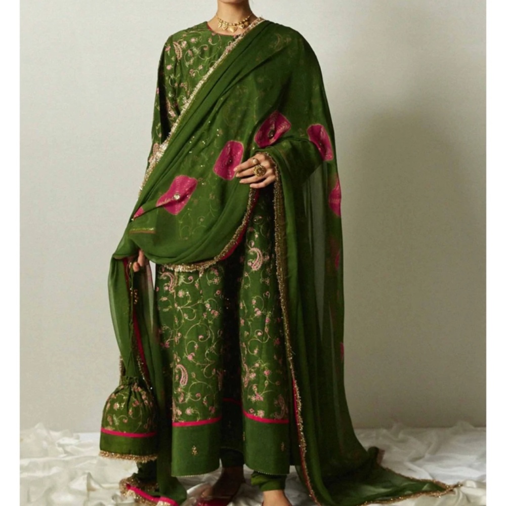 Zara Shahjahan Green and Pink Casual Outfit, Pakistani/Indian styles